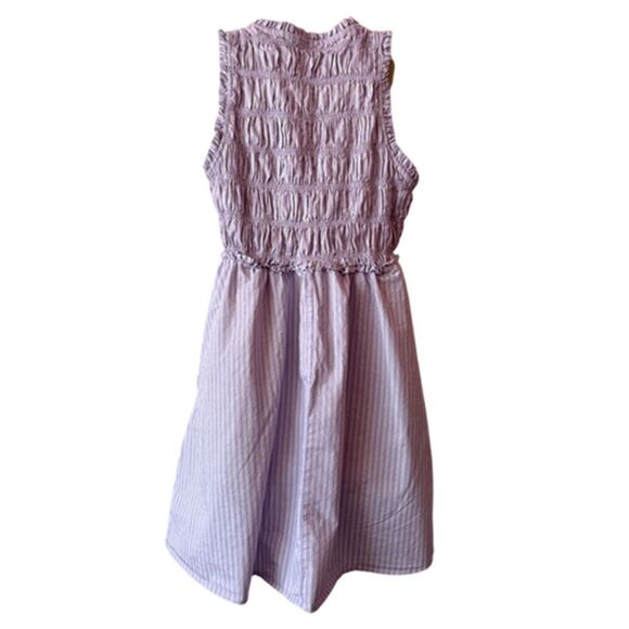 Old Navy Lavender White Striped Sleeveless Smocked Dress Size L - Picture 5 of 12